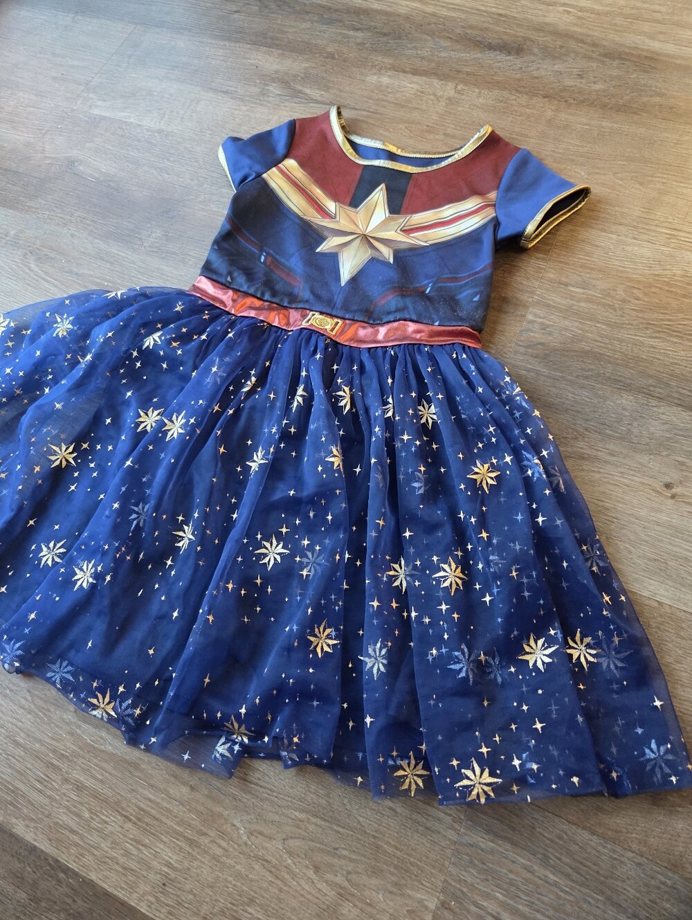 Disney Avengers Captain Marvel Cosplay Tutu Tulle Dress Halloween Costume sz 7-8 - Picture 2 of 11